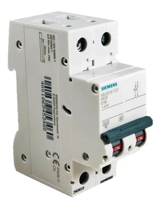 Interruptor Termomagnetico 2p 10a P/riel Siemens 5sl6210-7cc