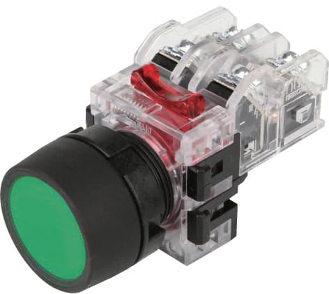 BOTON PULSADOR 22MM ALTERNADO 1NO 1NC VERDE MRF-RA1G
