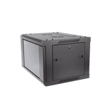 Gabinete para Montaje en Pared - Piso / Puerta de Cristal Templado / Cuerpo Fijo / 6 Unidades de Rack / 19" / Fabricado en Acero