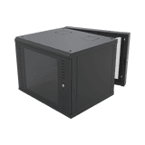 Gabinete Abatible de Pared (Con Marco Trasero) con Rack 19" de 12 Unidades. Ventana de Cristal Templado.