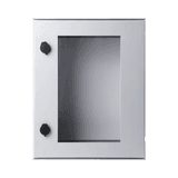 Gabinete de Poliéster IP65 Puerta Transparente, Uso en Intemperie (400 x 500 x 200 mm) con Placa Trasera Interior de Plástico (Incluye Chapa y Llave).