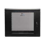 Gabinete de Pared de 9U con Puerta de Cristal Templado, 455 mm de Profundidad, Rack de 19'', Acero Reforzado Color Negro.