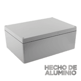 Gabinete de Aluminio para Exterior (IP66) de 390 x 280 x 158 mm con Rápida Disipación de Calor, Cierre por Tornillos con Bisagra.