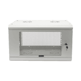 Gabinete de Pared de 6U con Puerta Perforada, 455 mm de Profundidad Total, Rack de 19'', Acero Reforzado Color Gris Mate