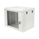 Gabinete de Pared de 9U con Puerta de Cristal Templado, 479.5 mm de Profundidad, Rack de 19'', Acero Reforzado Gris Mate