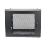 Gabinete de Pared de 9U con Puerta Perforada, 455 mm de Profundidad, Rack de 19'', Acero Reforzado Color Negro.