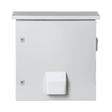 Gabinete Ventilado de Acero IP55 Uso en Exterior (593 x 609 x 399 mm) con Placa Trasera Interior Metálica y Compuerta Inferior Atornillable. Incluye Ventilador, Ventilas, filtros, Montaje Rack 19", Terminal de Tierra Física, Chapas y Ll