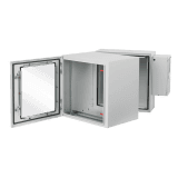 Gabinete Industrial ProTek de Puerta con Ventana, Con Aire Acondicionado de 800 BTU, Protección NEMA Tipo 4/12; IP66; IK10, Abatible, Fabricado en Acero, 19 UR, Color Gris Claro