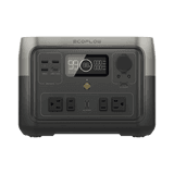 EcoFlow River 2 Max | Estación de Energía Portátil 512Wh Litio LFP / 4 AC 500 W (Max. 1000W) / 1 USB-C 100W / 3 USB -A 12W / Cargador de Coche 8A a 12 o 24V / Conectividad WiFi y Bluetooth (App) / Carga Solar 220W Max.