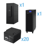 UPS Trifásico de 20 kVA/18 kW, Topología Online Doble Conversión, Voltaje de 208/220 Vca de L-L, Respaldo de 5 Minutos al 100% de Carga, Incluye Módulo y Banco de Baterías