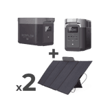 Kit de Estación de Energía Portátil 2048Wh + Batería Externa 2048Wh + 2 Paneles Solares Flexibles 400W (4096Wh, 800W Totales)