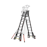 Escalera de Fibra de Vidrio con Jaula de 8'-14' (2.44 - 4.27 m). Con Ajuste en Ruedas (RATCHET™ Leveler) (SKU:18515-817).