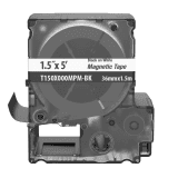 Casete de Etiquetas Magnéticas de Cinta Continua, Color Blanco Sobre Negro, Uso Interior, 36 mm (1.42 pulgadas) de Ancho x 1.5 Metros (4.92 pies) de Largo