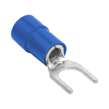 Terminal tipo horquilla ( espada ) aislada / 16 - 14 AWG / Azúl / Paquete de 25 piezas.