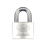 Candado de hierro alta seguridad con llave de disco/ Acabado Cromado/ Llaves Abloy/ Medida de Horquilla 34 mm.