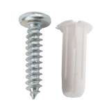 Paquete de 20 taquetes blancos 3/4" y 20 tornillos 8mm x 3/4" (1101-05002)