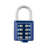Candado Digital de Combinación M35 / No Requiere Llave / Combinación única integrada por 4 dígitos / Color Azul.