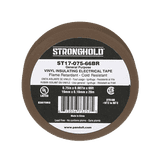 Cinta Eléctrica STRONGHOLD para Aislar, de PVC, Uso General Reparación y Mantenimiento, Grosor de 0.18mm (7 mil), Ancho de 19mm, y 20.12m de Largo, Color Café
