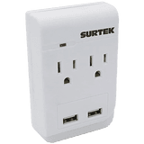 Multicontacto de ABS con 2 contactos aterrizados y 2 puertos USB.