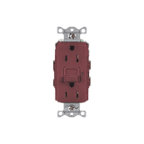 Contacto de Auto-verificación GFCI con Interruptor de Falla a Tierra de 15 A 125 V 2 Polos/ Color Rojo / Nema 5-15R / Grado Industrial Comercial.