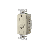 Contacto de Auto-verificación GFCI con Interruptor de Falla a Tierra de 15 A 125 V 2 Polos/ Color Marfil / Nema 5-15R / Grado Industrial Comercial.