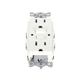 Contacto de Auto-verificación GFCI con Interruptor de Falla a Tierra de 15 A 125 V 2 Polos, 3 Hilos Color Blanco (Nema 5-15R), Grado Comercial.