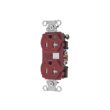 Contacto Duplex de 20 A 125 V CA/ A prueba de Manipulaciones / Nema 5-20R / Grado Hospitalario / Color Rojo.