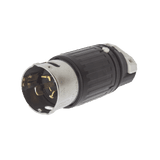 Enchufe Macho con Bloqueo de Media Vuelta Trifásico / 50 A 250 VCA 3 Fases / 3 Polos 4 Hilos / Grado Industrial / Color Negro y Blanco.