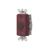 Contacto de Auto-verificación GFCI de 15 A 125 V 2 Polos/ Resistente a Manipulaciones y Intemperie / Color Rojo / Nema 5-15R / Grado Industrial.