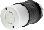 Conector Industrial con Bloqueo de Media Vuelta / 30 A 250 V CA / 3 Polos 4 Hilos / Nema L15-30R / Color Blanco y Negro.