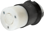 Conector Industrial con Bloqueo de Media Vuelta / 20 A 250 V CA / 2 Polos 3 Hilos / Color Blanco y Negro / Nema L6-20R.