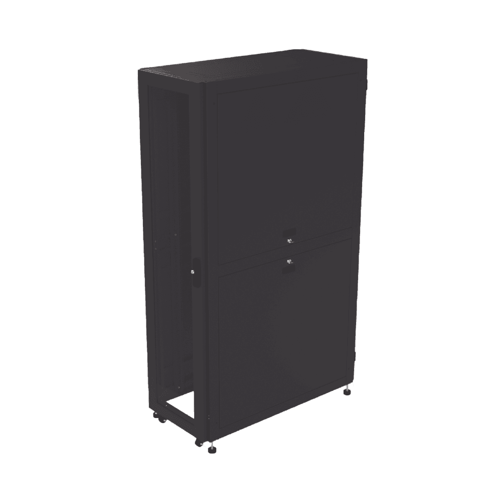 Gabinete Profesional para Telecomunicaciones de 45UR, 1200 mm Profundidad, Incluye 2 Organizadores Verticales de 45 Unidades de Rack, Se envía el Gabinete Armado.
