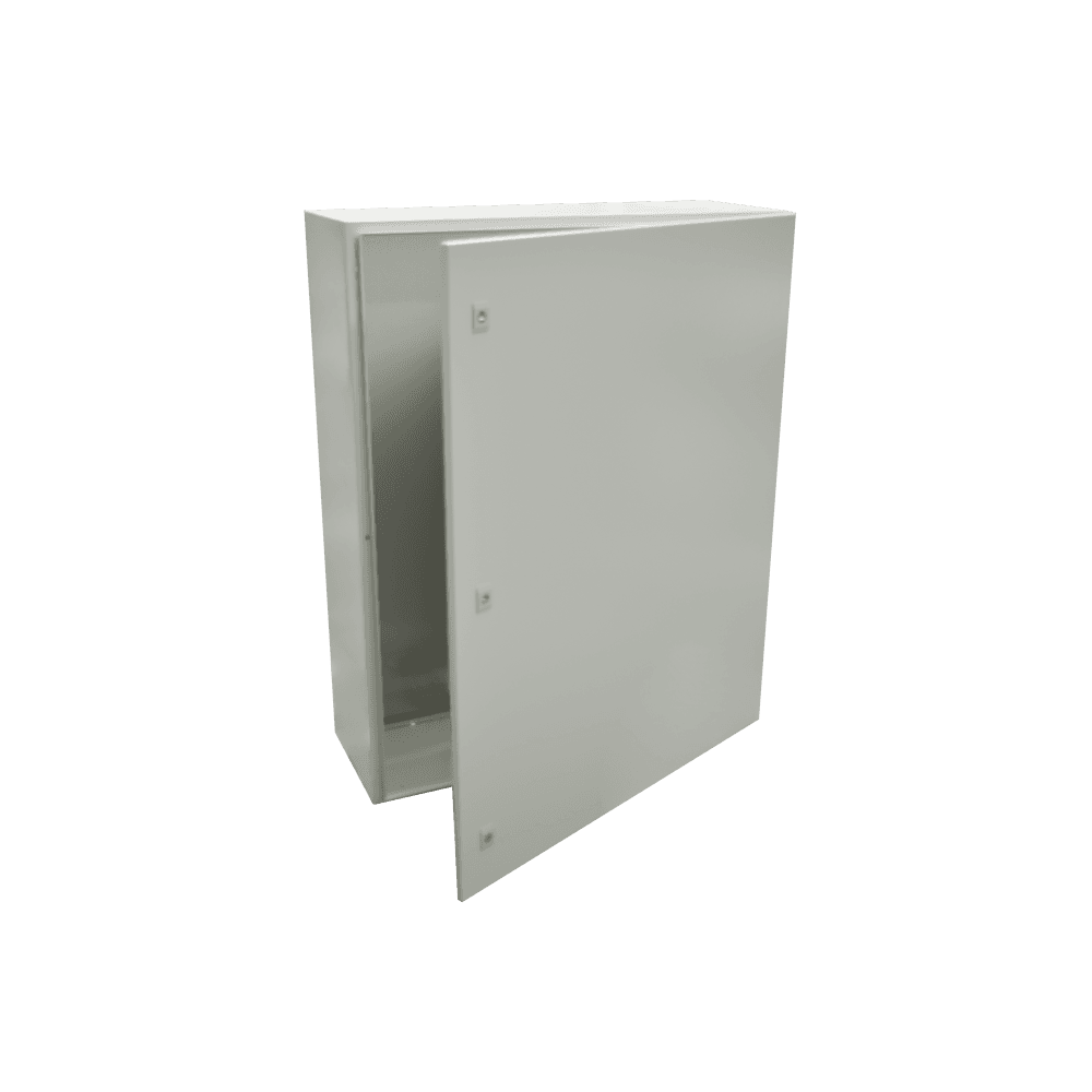 Gabinete de Acero IP66 Uso en Intemperie (800 x 1200 x 400 mm) con Placa Trasera Interior Metálica y Compuerta Inferior Atornillable (Incluye Chapa y Llave).