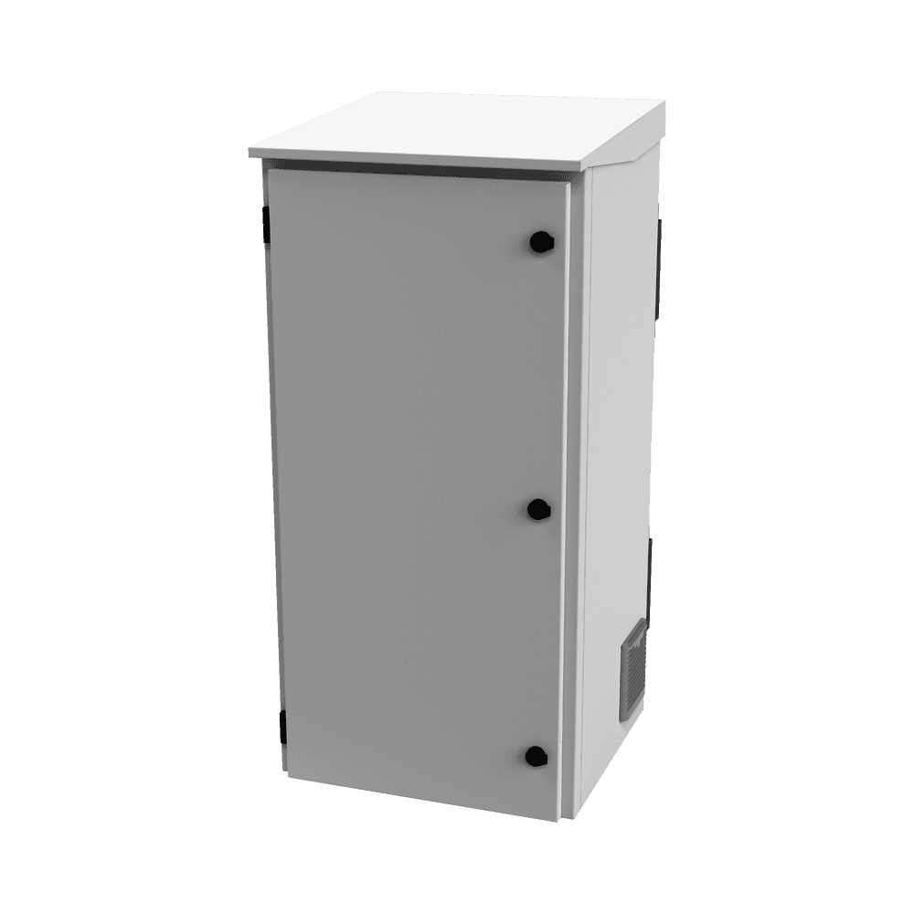 Gabinete de Exterior con Rack de 19" de 24U con Ventiladores y Termostato, Se envía el Gabinete Armado (Montaje a poste o torre se vende por separado).