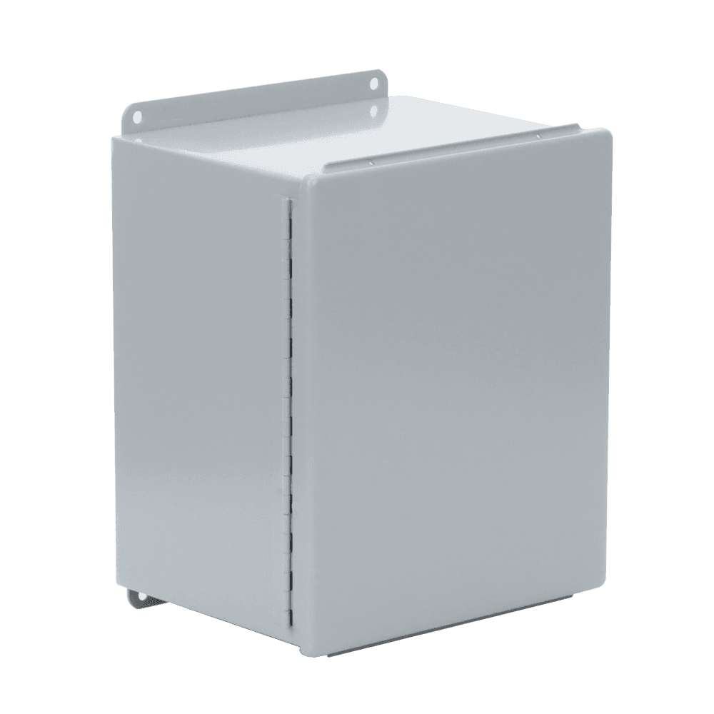 Gabinete de Bisagra Continua NEMA 12; IP66 de Uso en Intemperie, 305 x 254 x 203 mm, De Acero, Color Gris