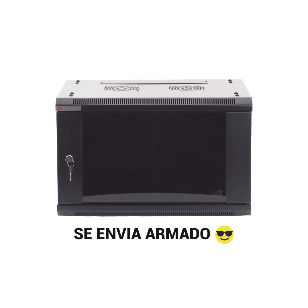 Gabinete PRECISION, Con Puerta de Cristal Templado, de 19in, 6UR, 450mm de Profundidad, Color Negro