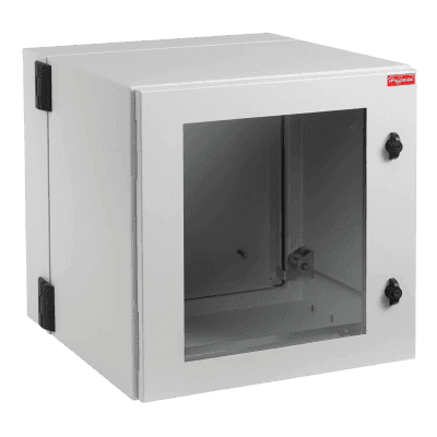 Gabinete Industrial ProTek de Puerta con Ventana, Protección NEMA Tipo 12; IP55; IK10, Abatible, Fabricado en Acero, 12 UR, Color Gris Claro