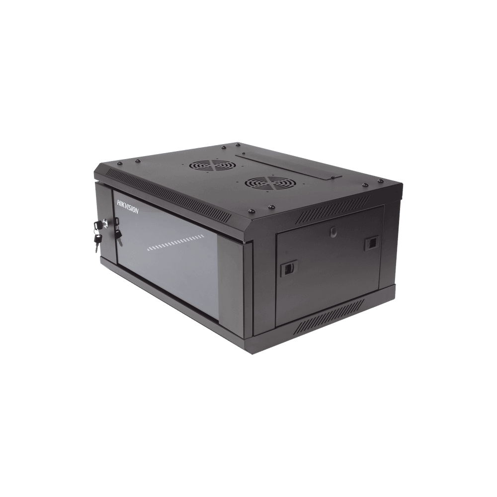 Gabinete para Montaje en Pared - Piso / Puerta de Cristal Templado / Cuerpo Fijo / 4 Unidades de Rack / 19" / Fabricado en Acero