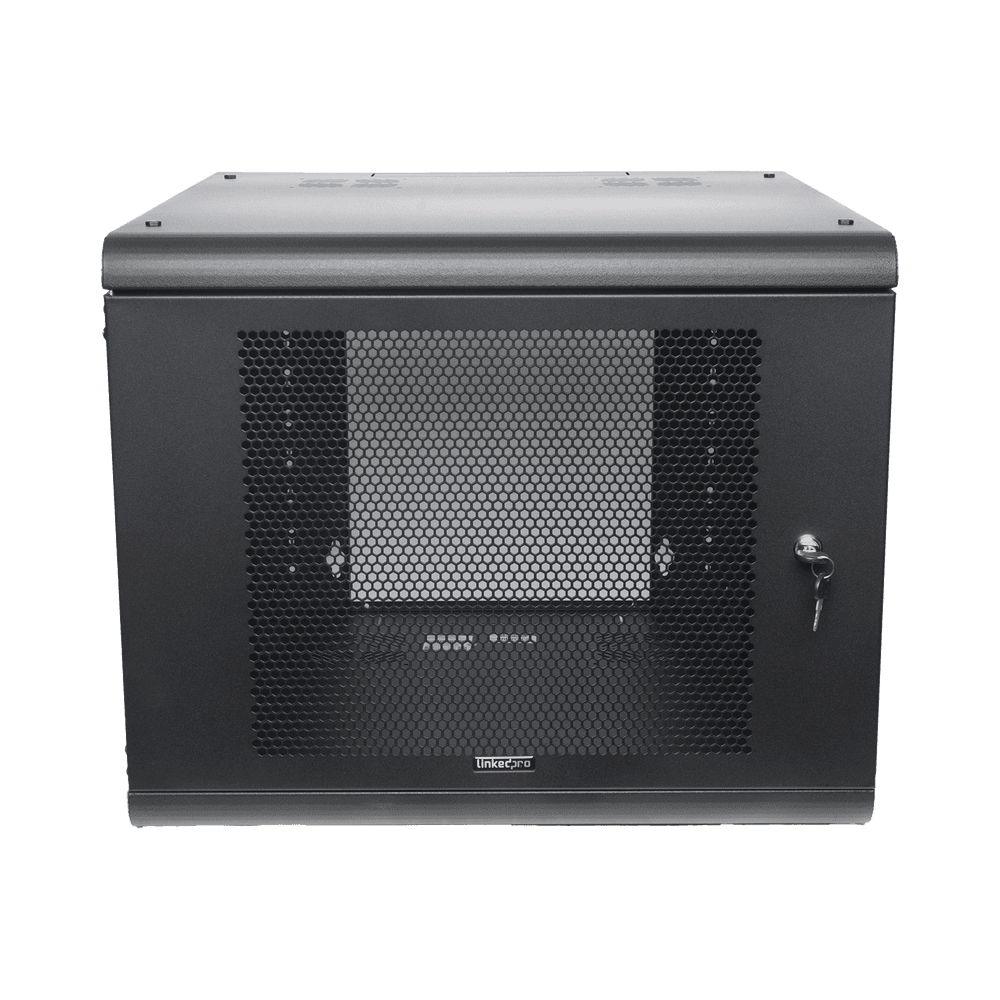 Gabinete de Pared con Puerta Perforada, 635mm de Profundidad, 9U Rack de 19 in, Acero Reforzado