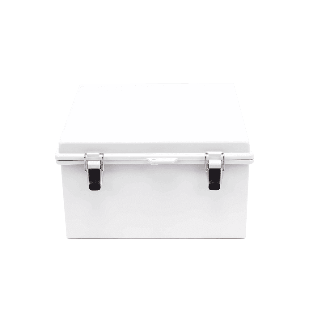 Gabinete de Plástico ABS, Uso en Intemperie ip66 (300 x 300 x 180 mm) Cierre por Broche Inoxidable y Permite Cerrado con Candado y Llave (Perno 5mm) No Incluido
