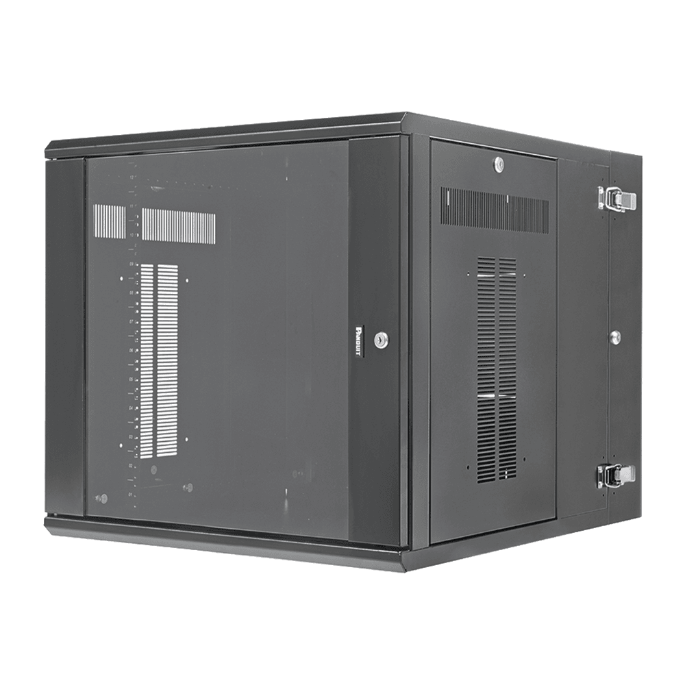 Gabinete PanZone de Montaje en Pared, de 19in, Puerta con Ventana de Seguridad, 12 UR, 762mm de Profundidad, Color Negro