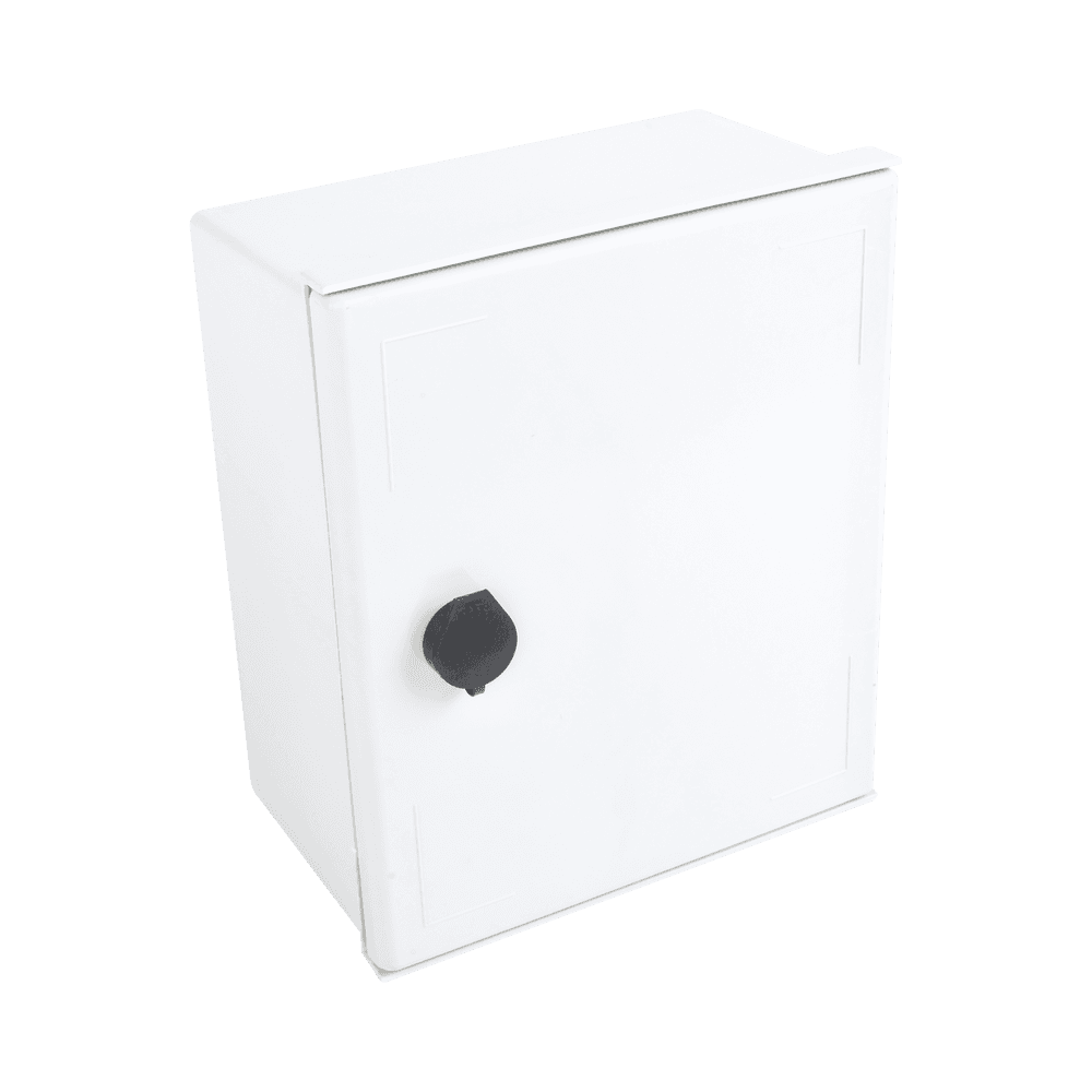 Gabinete de Poliéster IP65 Uso en Intemperie (250 x 300 x 140 mm) con Placa Trasera Interior de Plástico (Incluye Chapa y Llave).
