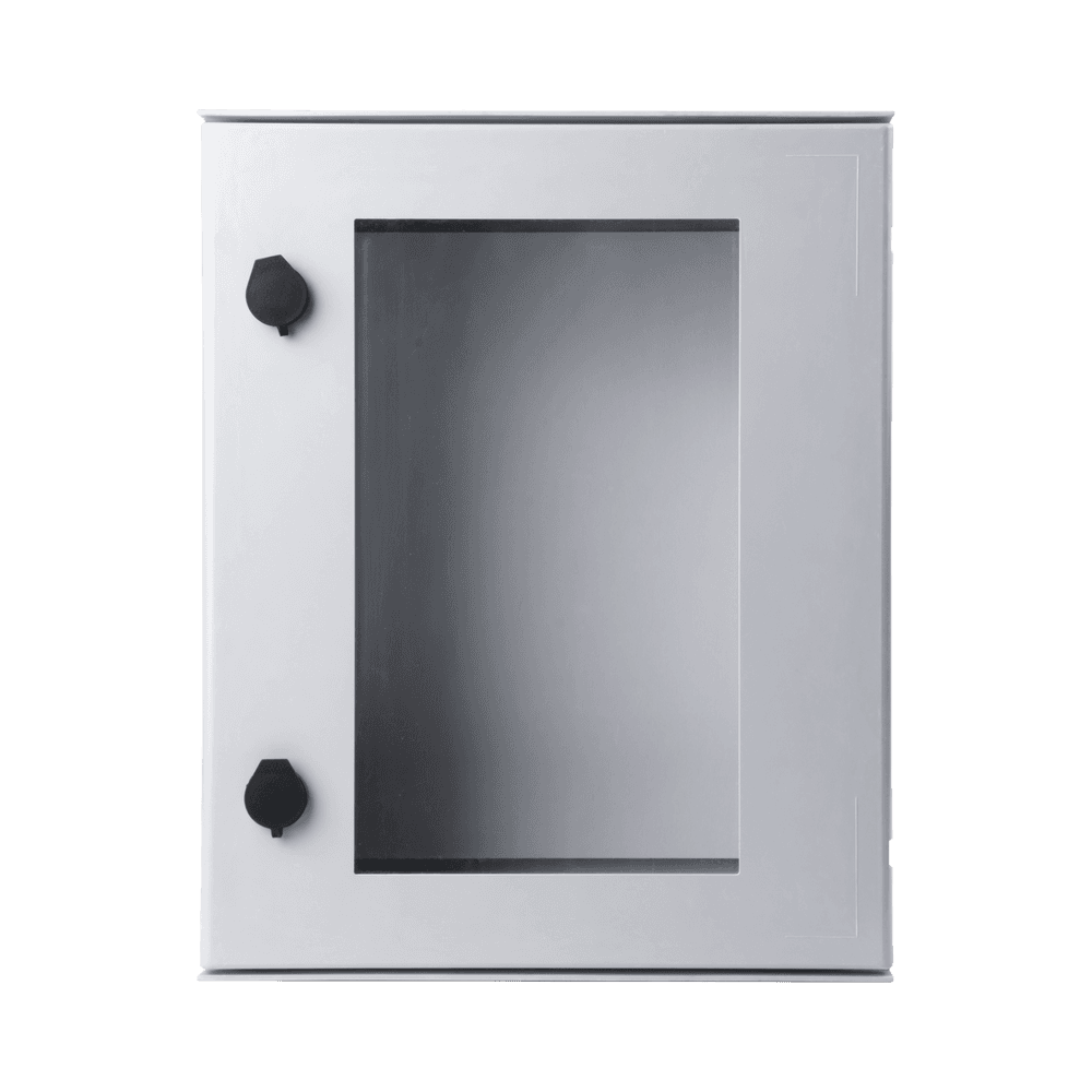 Gabinete de Poliéster IP65 Puerta Transparente, Uso en Intemperie (400 x 500 x 200 mm) con Placa Trasera Interior de Plástico (Incluye Chapa y Llave).