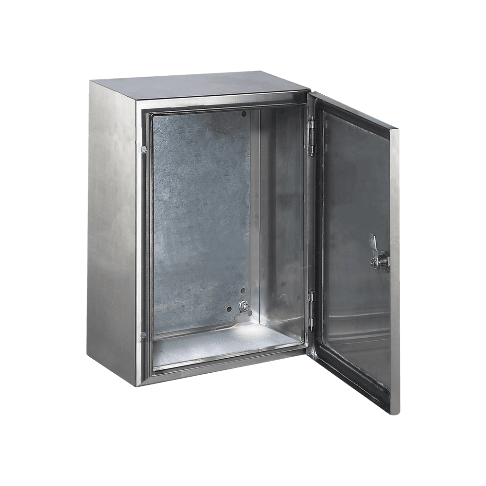 Gabinete de Acero Inoxidable IP66 Uso en Intemperie (400 x 600 x 250 mm) con Placa Interna Galvanizada.
