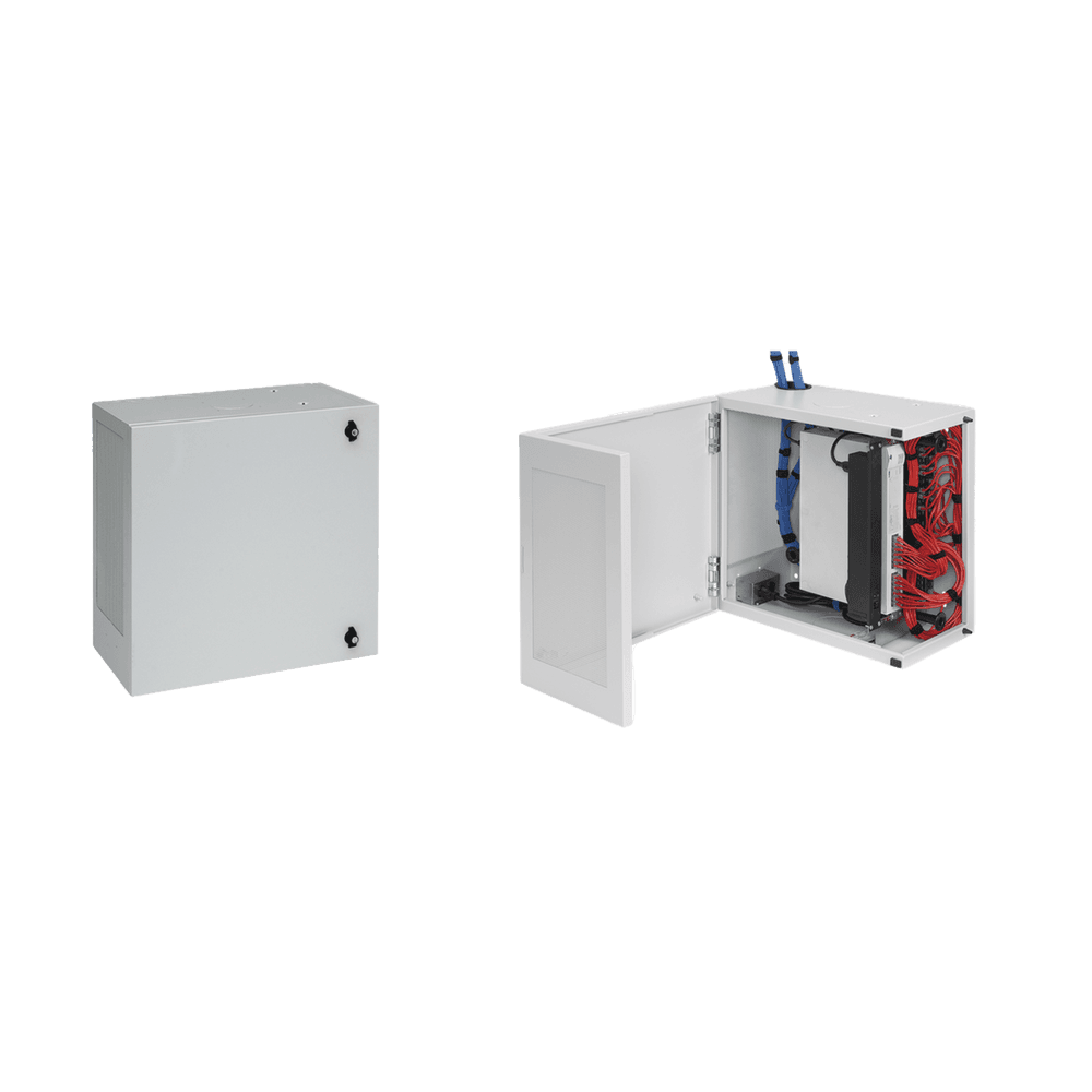 Gabinete de Montaje en Pared L-Box, 610 x 610 x 313 mm, de Acero, 6 UR, Color gris