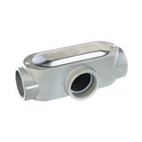 Caja oval roscada tipo T de 1 1/4" (31.8 mm) incluye tapa y tornillos.