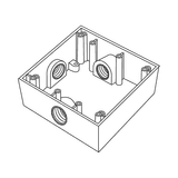 Caja Cuadrada de 3/4" (19.05 mm) a Prueba de Intemperie/ Cuenta con 3 bocas.