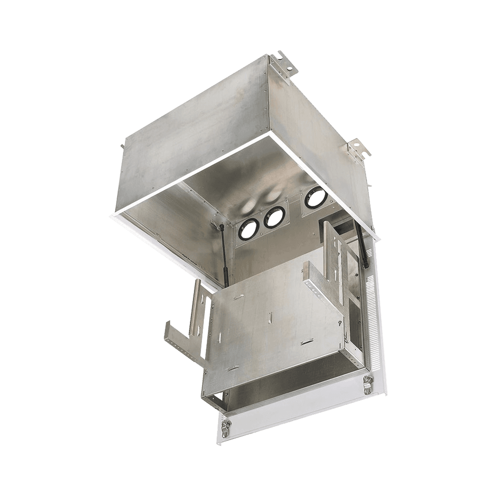 Gabinete PanZone Premium, de Montaje en Techo, Con 2 UR Para Equipo Activo y 6 UR Para Paneles de Parcheo, Fabricado en Acero, Color Blanco