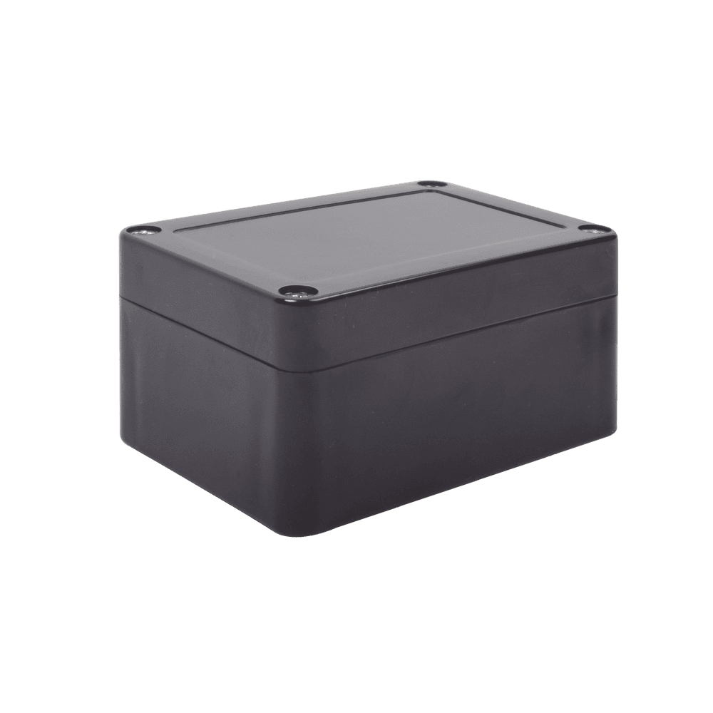Gabinete Plástico Negro para Exterior (IP65) de 100 x 68 x 50 mm Cierre por Tornillos.