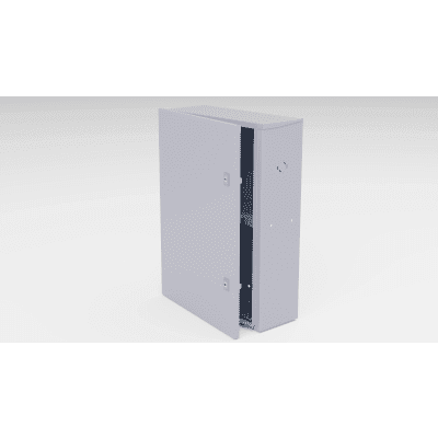 Gabinete para instalación de 2 Baterías , Fabricado en Lámina Galvanizada, Accesorios para poste (No incluidos)